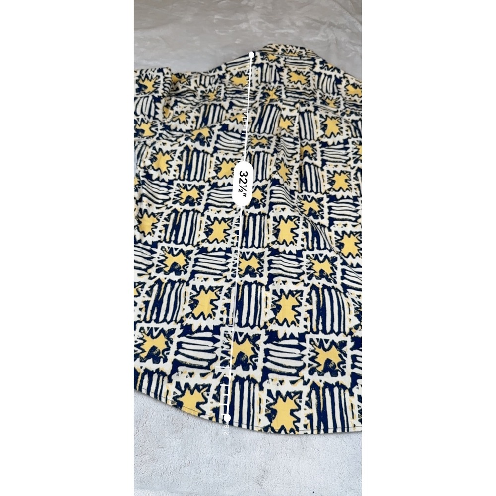 Alexander Martin Mens XL Short Sleeve Button Down Shirt Abstract Geo Navy Yellow - Picture 6 of 6